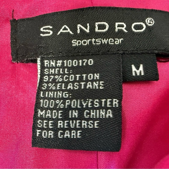 Sandro Sportswear Pink Blazer Jacket Ruffle Women Medium 1402 - Picture 2 of 2